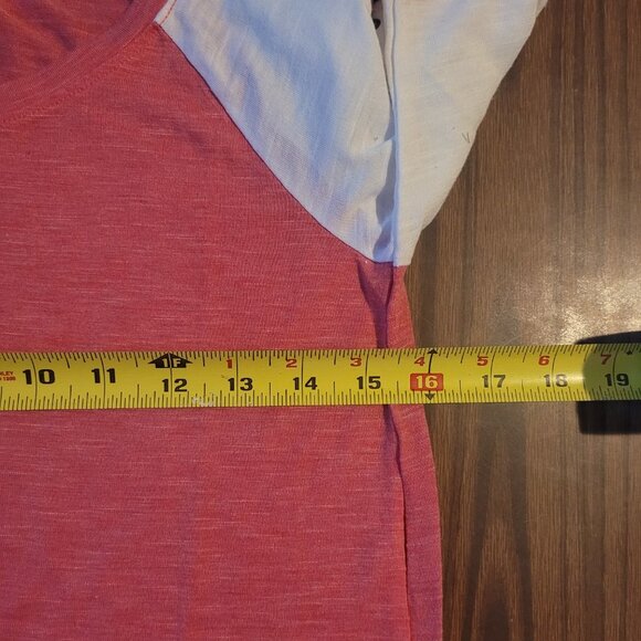 American Heritage Woman's Sport Tee Pink & White w/ 3/4 Strappy Sleeves Size XXS - Picture 7 of 8